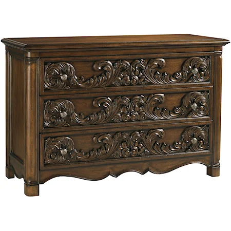 Spencer Court Three-Drawer Dressing Chest with Hand-Carved Acanthus Leaf Fronts